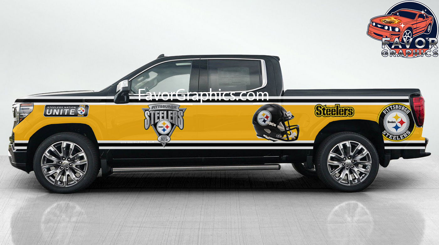 Pittsburgh Steelers Car Side Stripe Wrap Kit of 2 Vinyl Decal Sticker