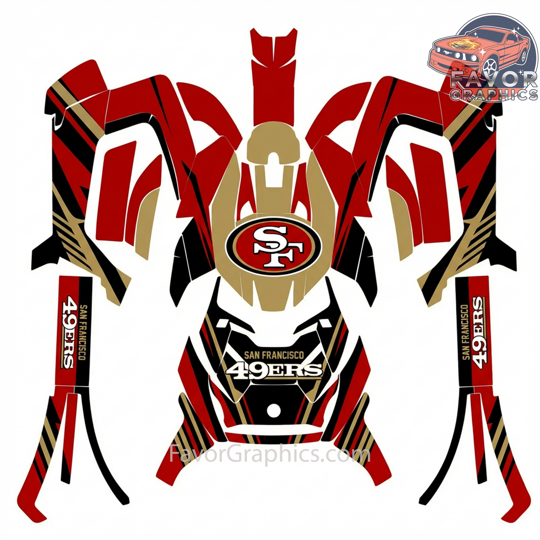 Niners Vinyl San Francisco 49ers Vinyl Wrap Decal Sticker for Can Am Ryker 600 900 ...