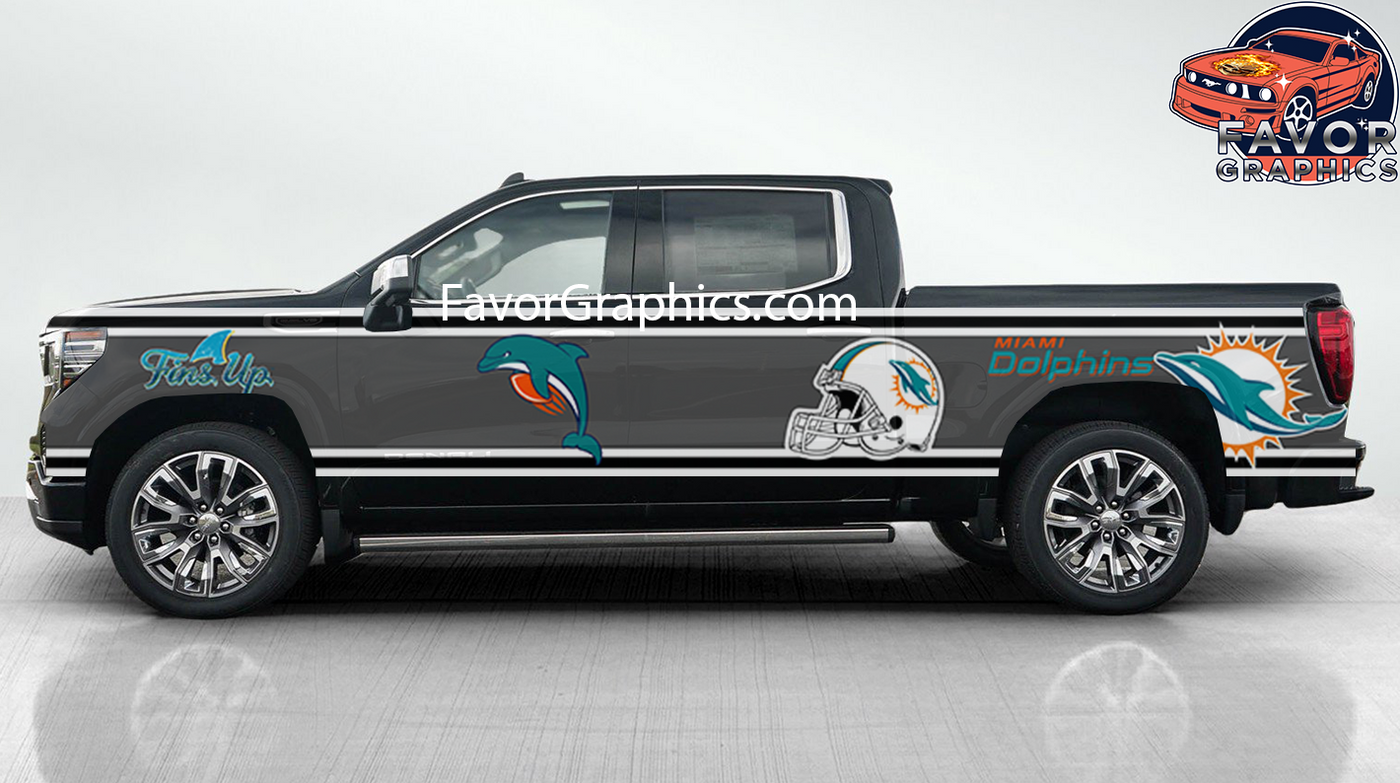 Miami Dolphins Car Side Stripe Wrap Kit of 2 Vinyl Decal Sticker