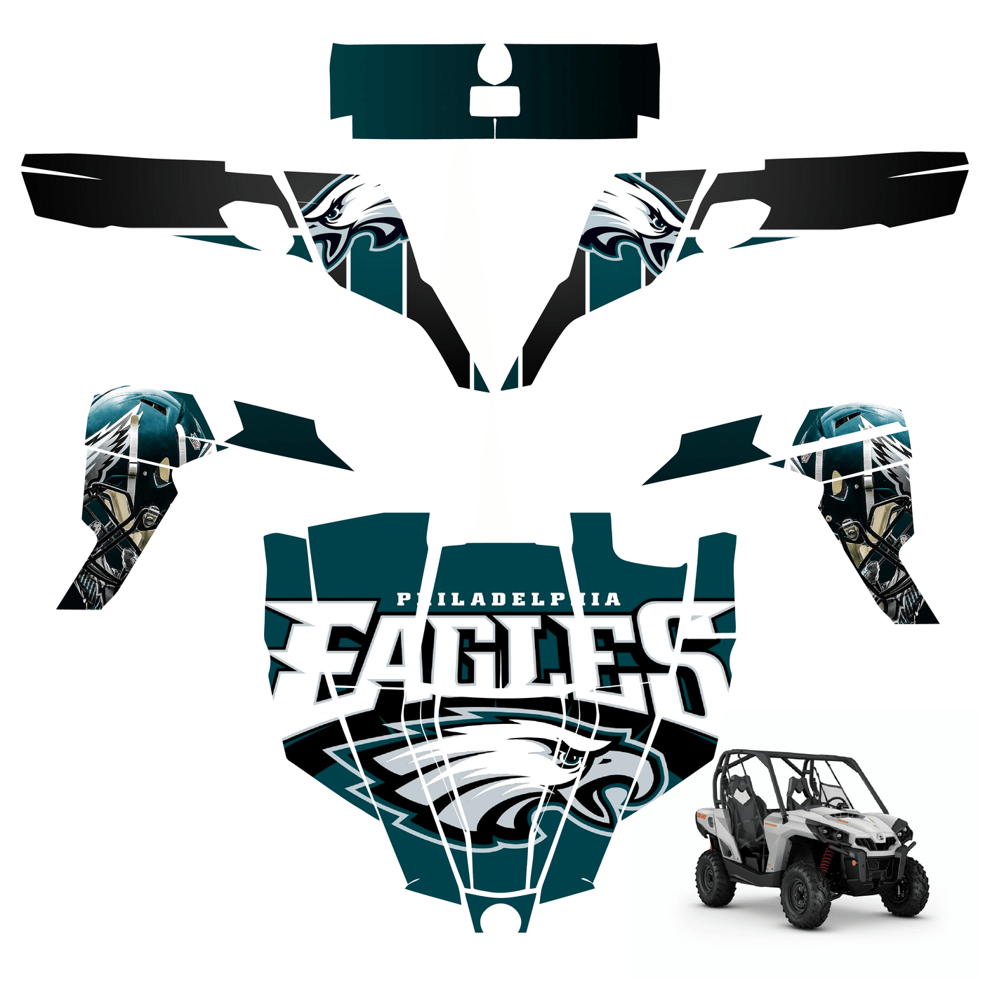 Philadelphia Eagles Vinyl Wrap Decal Sticker for Can-am Commander 1000