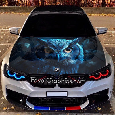 Blue Owl Itasha Car Vinyl Hood Wrap Decal Sticker