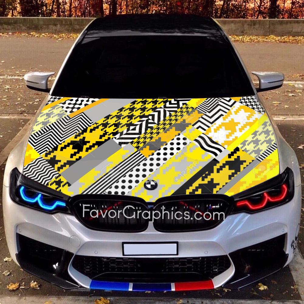 Seamless Geometric Pattern Itasha Car Vinyl Hood Wrap Decal Sticker