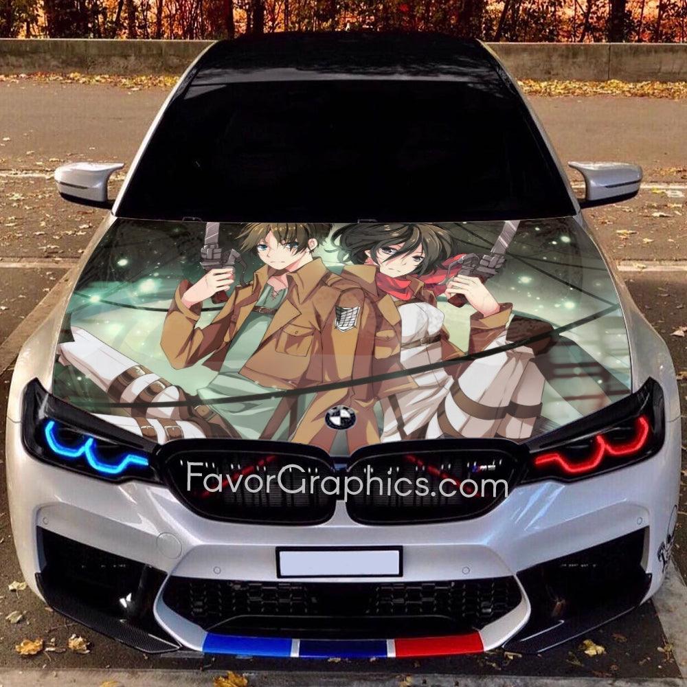 Eren Yeager Mikasa Ackerman Itasha Car Vinyl Hood Wrap Decal Sticker