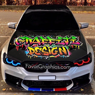 Graffiti Custom Any Name or Text Itasha Car Vinyl Hood Wrap Decal Sticker