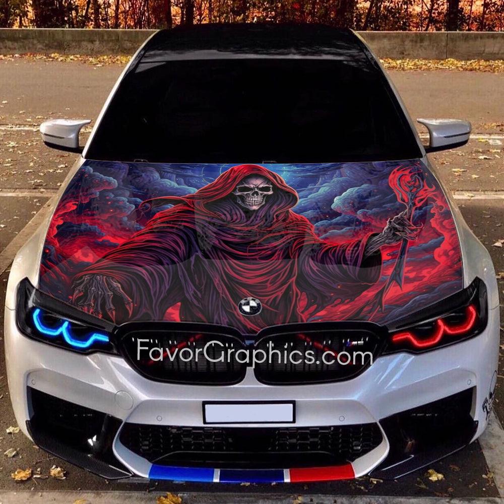 Grim Reaper Skull Itasha Car Hood Wrap Vinyl Decal High Quality Graphic