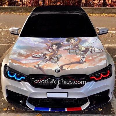 Eren Yeager Mikasa Ackerman Itasha Car Vinyl Hood Wrap Decal Sticker