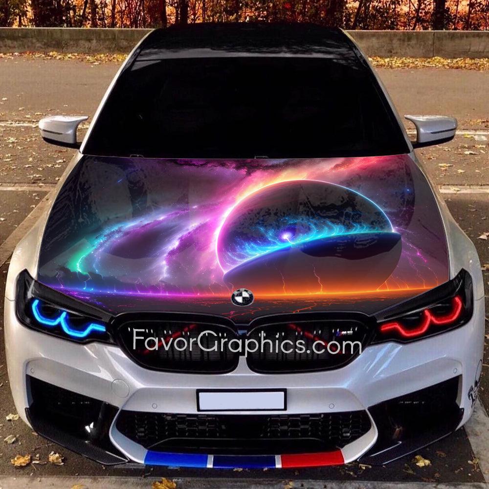 Outer Space Planets Itasha Car Vinyl Hood Wrap Decal Sticker