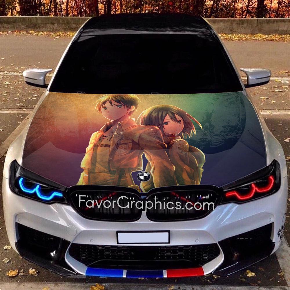 Eren Yeager Mikasa Ackerman Itasha Car Vinyl Hood Wrap Decal Sticker