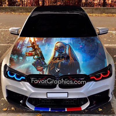 Cyberpunk Girl Itasha Car Vinyl Hood Wrap Decal Sticker