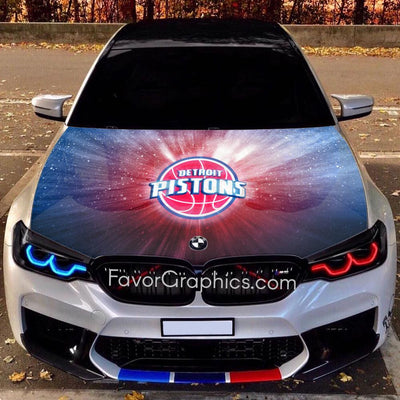 Detroit Pistons Itasha Car Vinyl Hood Wrap Decal Sticker