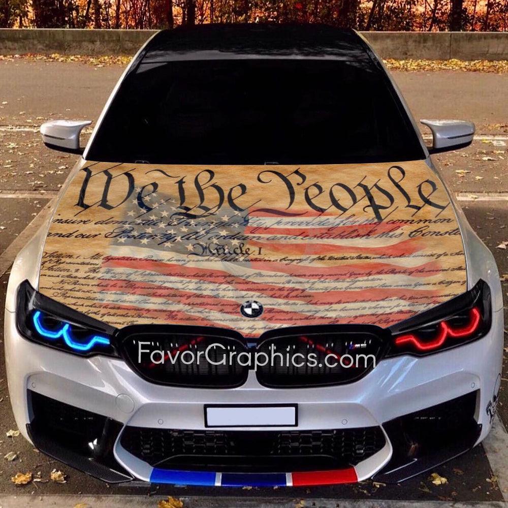 American Flag We The People Itasha Car Vinyl Hood Wrap Decal Sticker