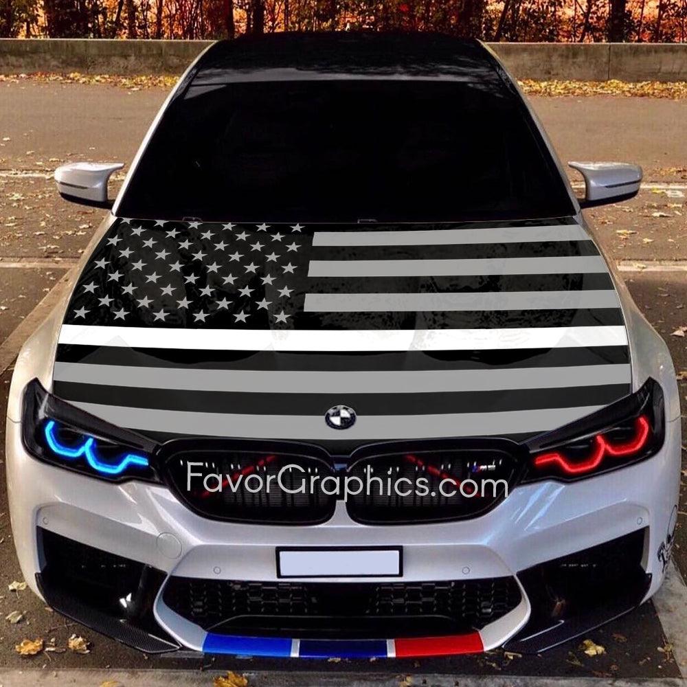 EMS Thin White Line Itasha Car Vinyl Hood Wrap Decal Sticker