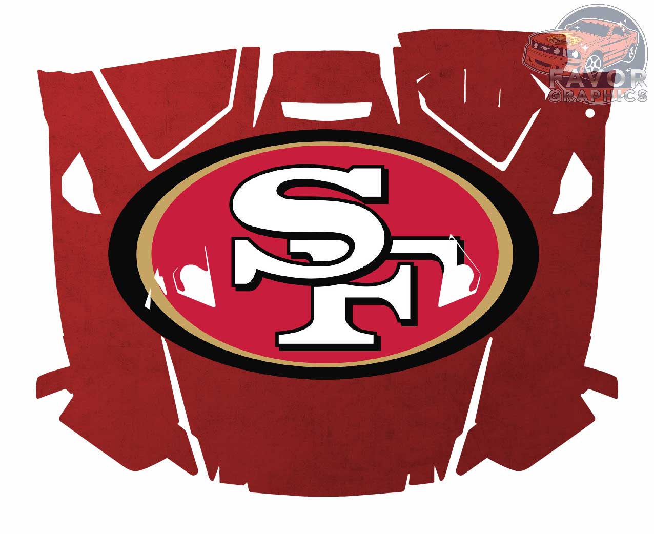 San Francisco 49ers Hood Vinyl Wrap for Polaris RZR XP 1000 2 or 4 doors