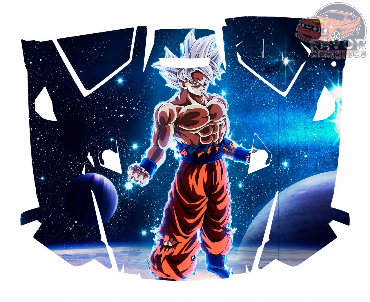 Ultra Instinct Goku Hood Vinyl Wrap for Polaris RZR XP 1000 2 or 4 doors