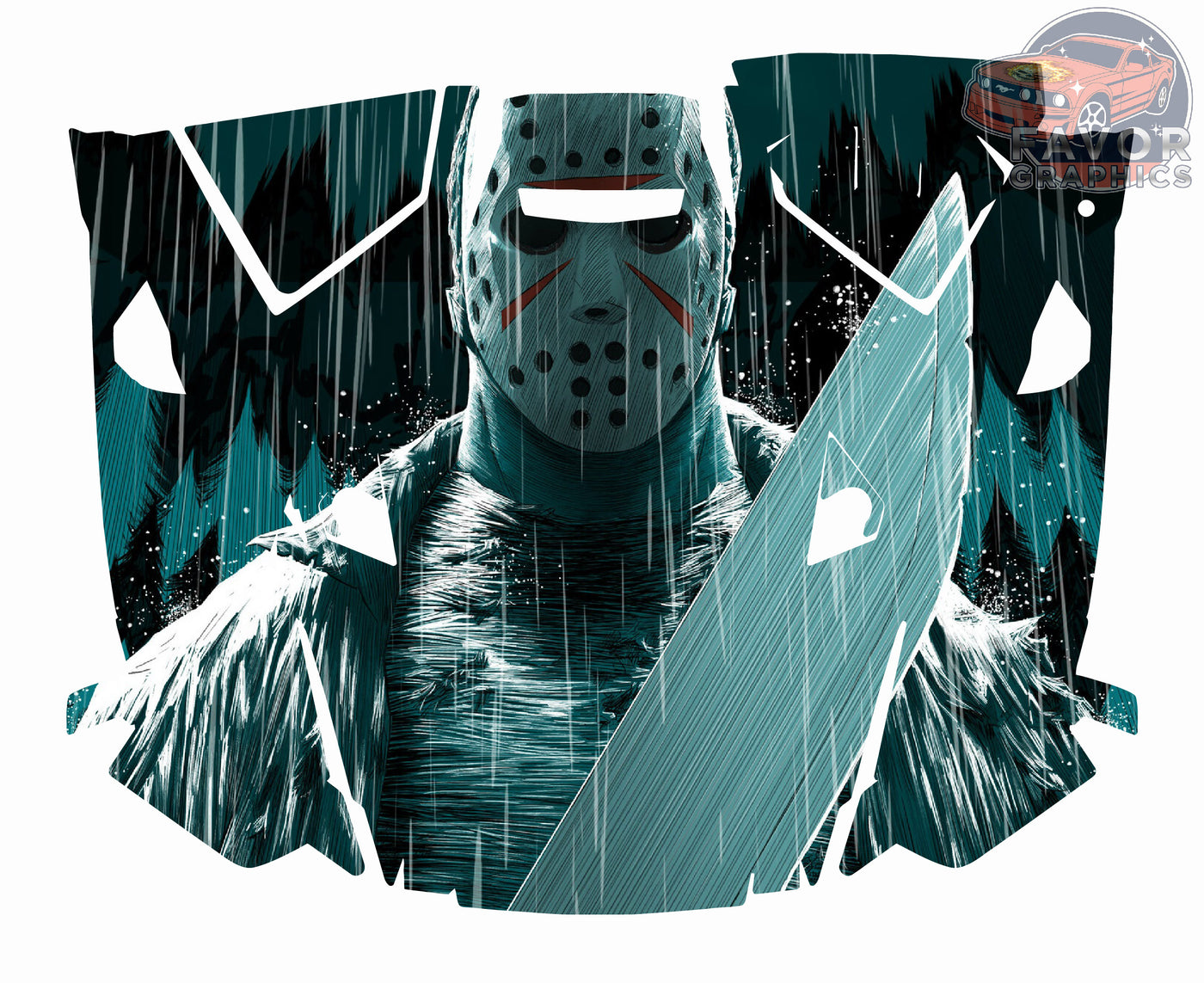 Jason Voorhees Hood Vinyl Wrap for Polaris RZR XP 1000 2 or 4 doors