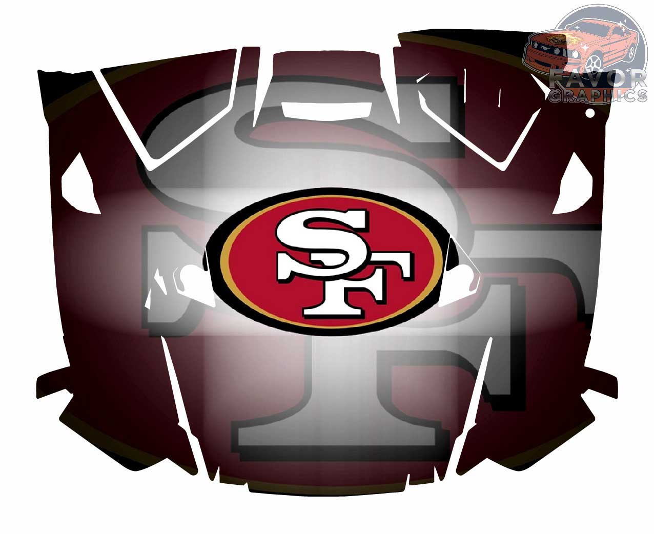 San Francisco 49ers Hood Vinyl Wrap for Polaris RZR XP 1000 2 or 4 doors