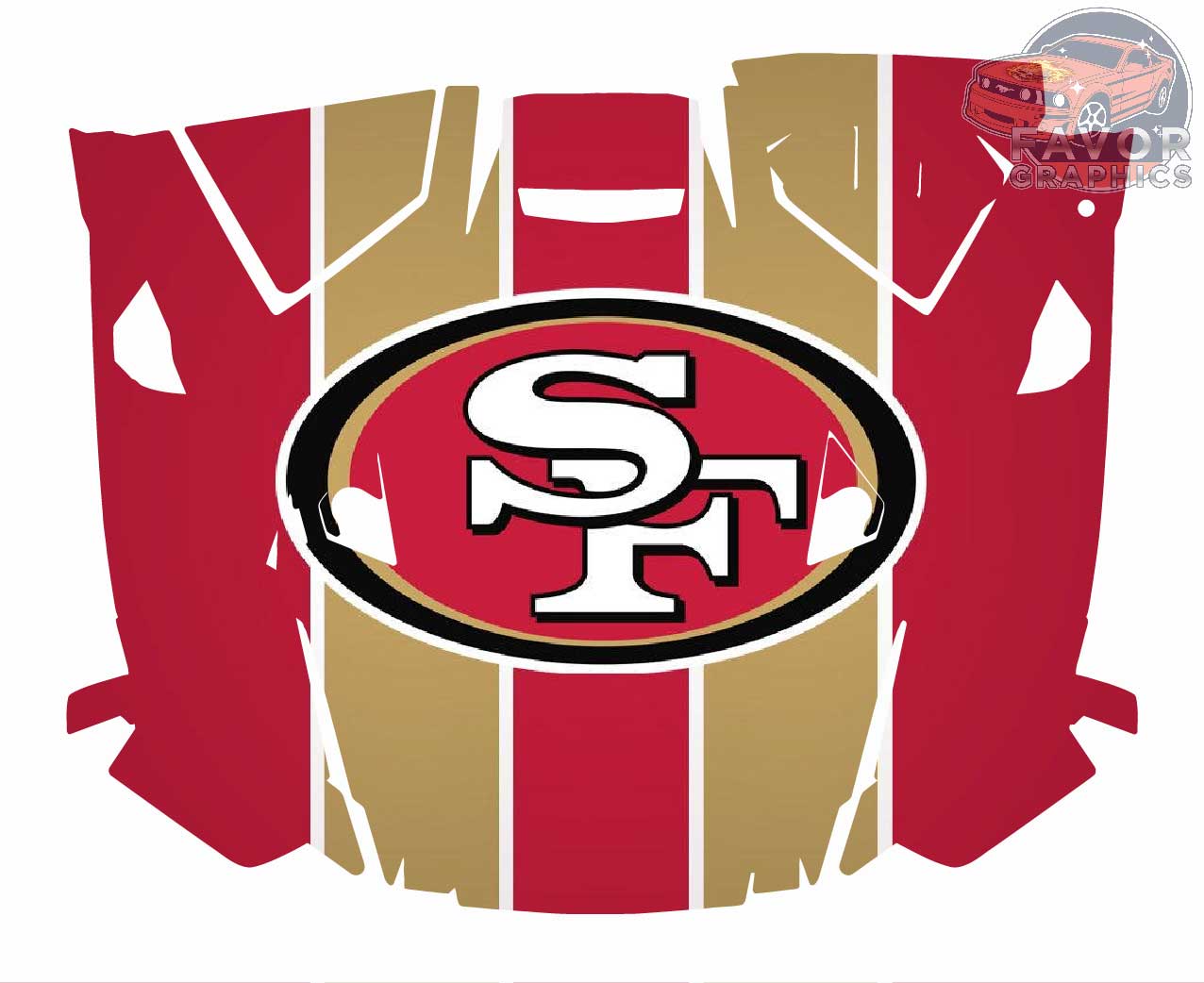 San Francisco 49ers Hood Vinyl Wrap for Polaris RZR XP 1000 2 or 4 doors