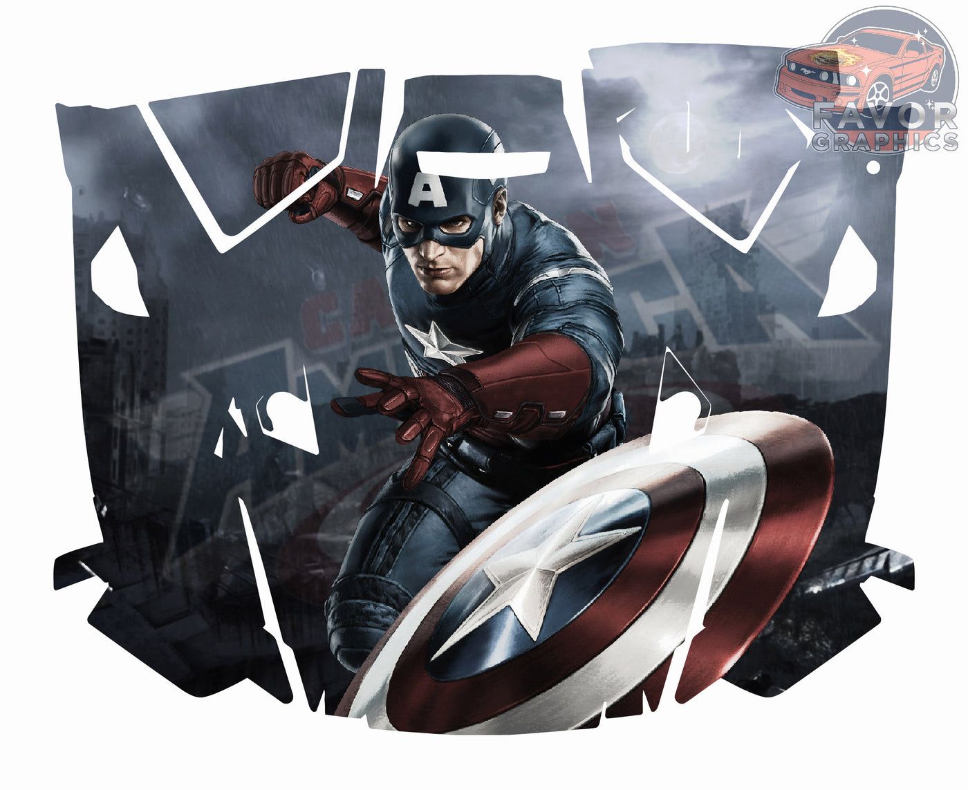 Captain America Hood Vinyl Wrap for 2019 - 2023 Polaris RZR XP 1000 2 or 4 doors