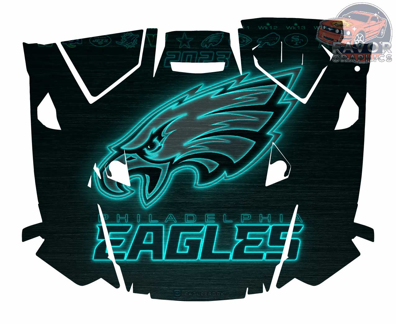 Philadelphia Eagles Hood Vinyl Wrap for Polaris RZR XP 1000 2 or 4 doors