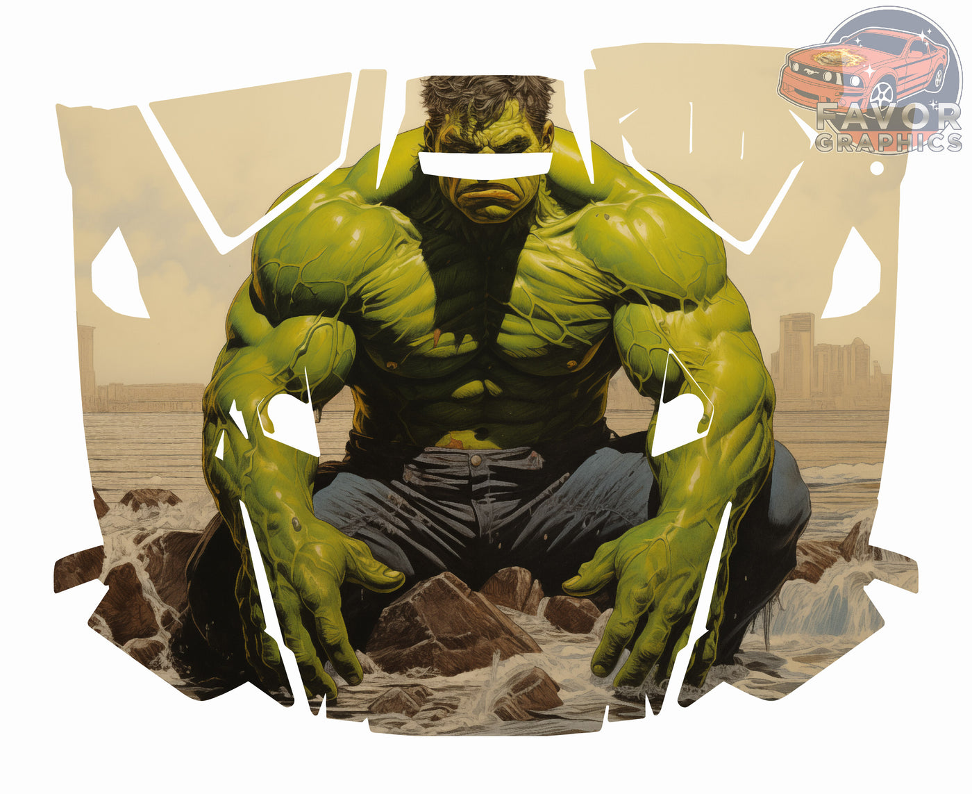 Hulk Hood Vinyl Wrap for Polaris RZR XP 1000 2 or 4 doors