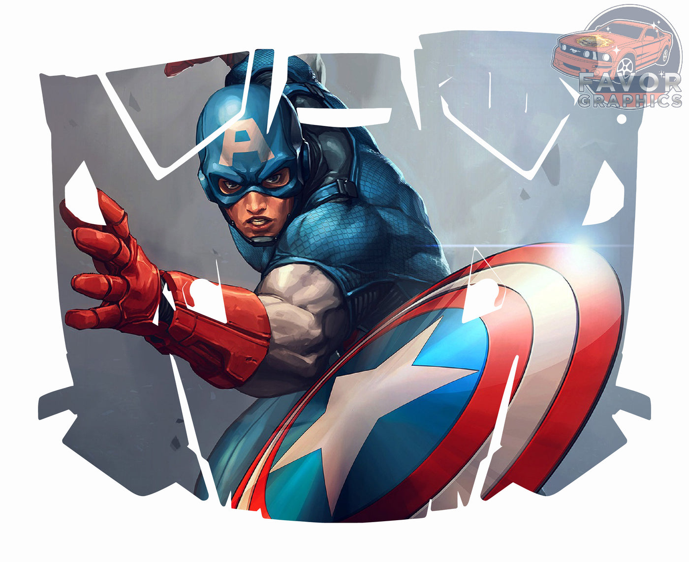 Captain America Hood Vinyl Wrap for 2019 - 2023 Polaris RZR XP 1000 2 or 4 doors