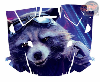 Rocket Raccoon Hood Vinyl Wrap for Polaris RZR XP 1000 2 or 4 doors