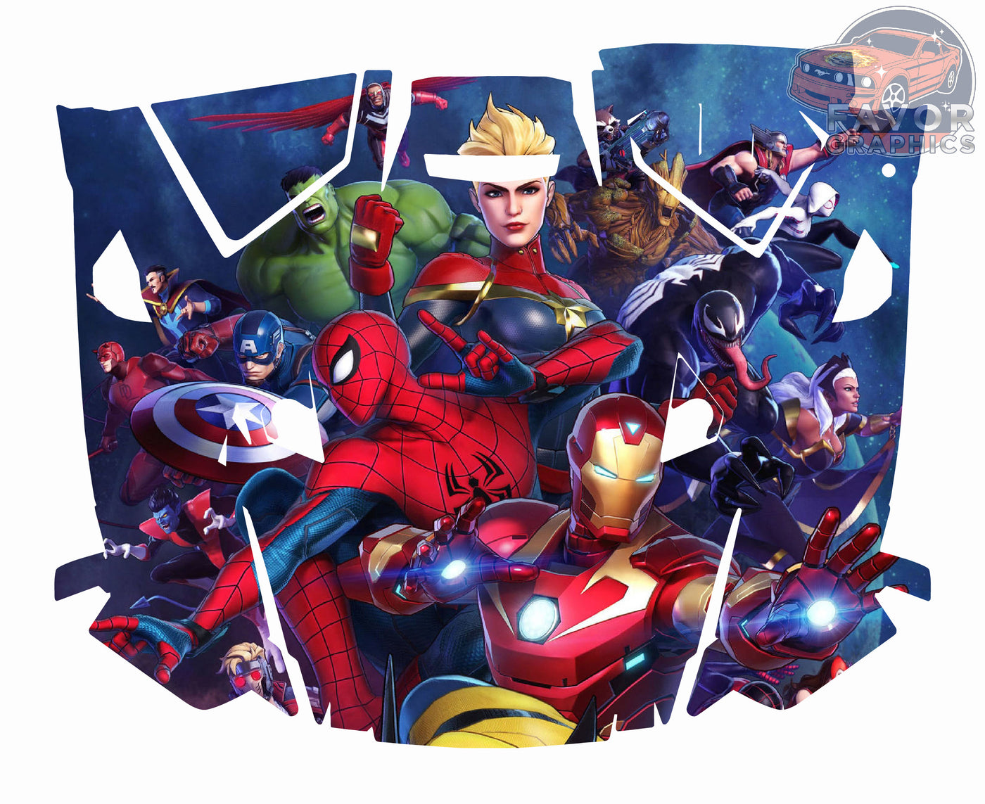 Avengers Superheroes Hood Vinyl Wrap for 2019 - 2023 Polaris RZR XP 1000 2 or 4 doors