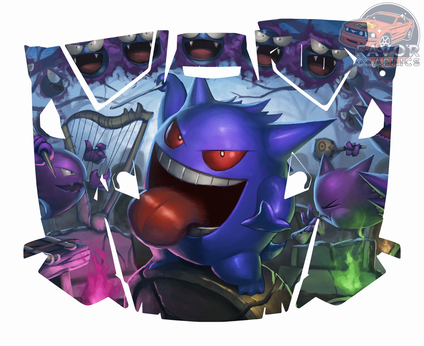 Gengar (Pokemon) Hood Vinyl Wrap for Polaris RZR XP 1000 2 or 4 doors