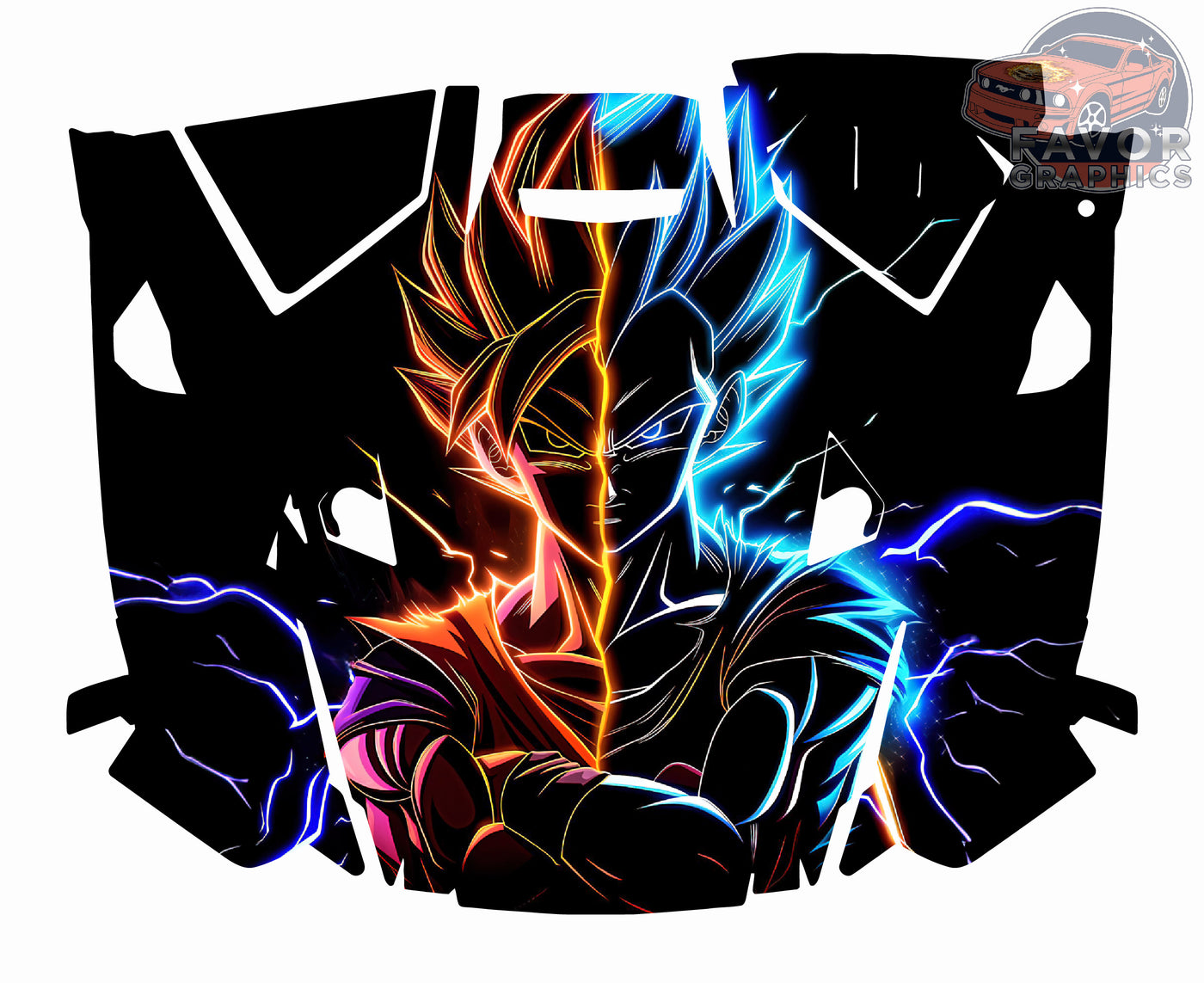 Goku Vegeta Hood Vinyl Wrap for Polaris RZR XP 1000 2 or 4 doors