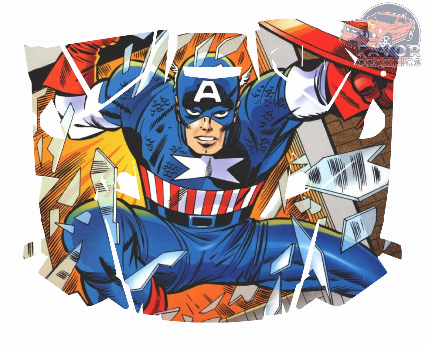 Captain America Hood Vinyl Wrap for 2019 - 2023 Polaris RZR XP 1000 2 or 4 doors