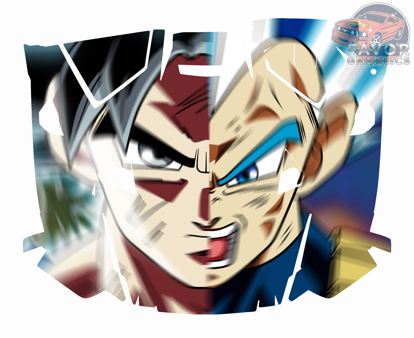 Goku Vegeta Hood Vinyl Wrap for Polaris RZR XP 1000 2 or 4 doors