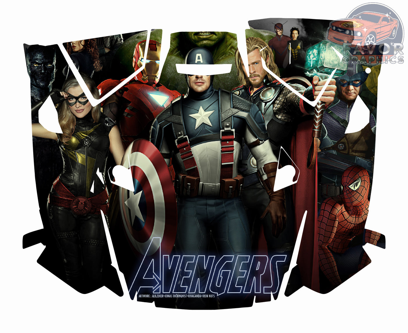 Avengers Superheroes Hood Vinyl Wrap for 2019 - 2023 Polaris RZR XP 1000 2 or 4 doors