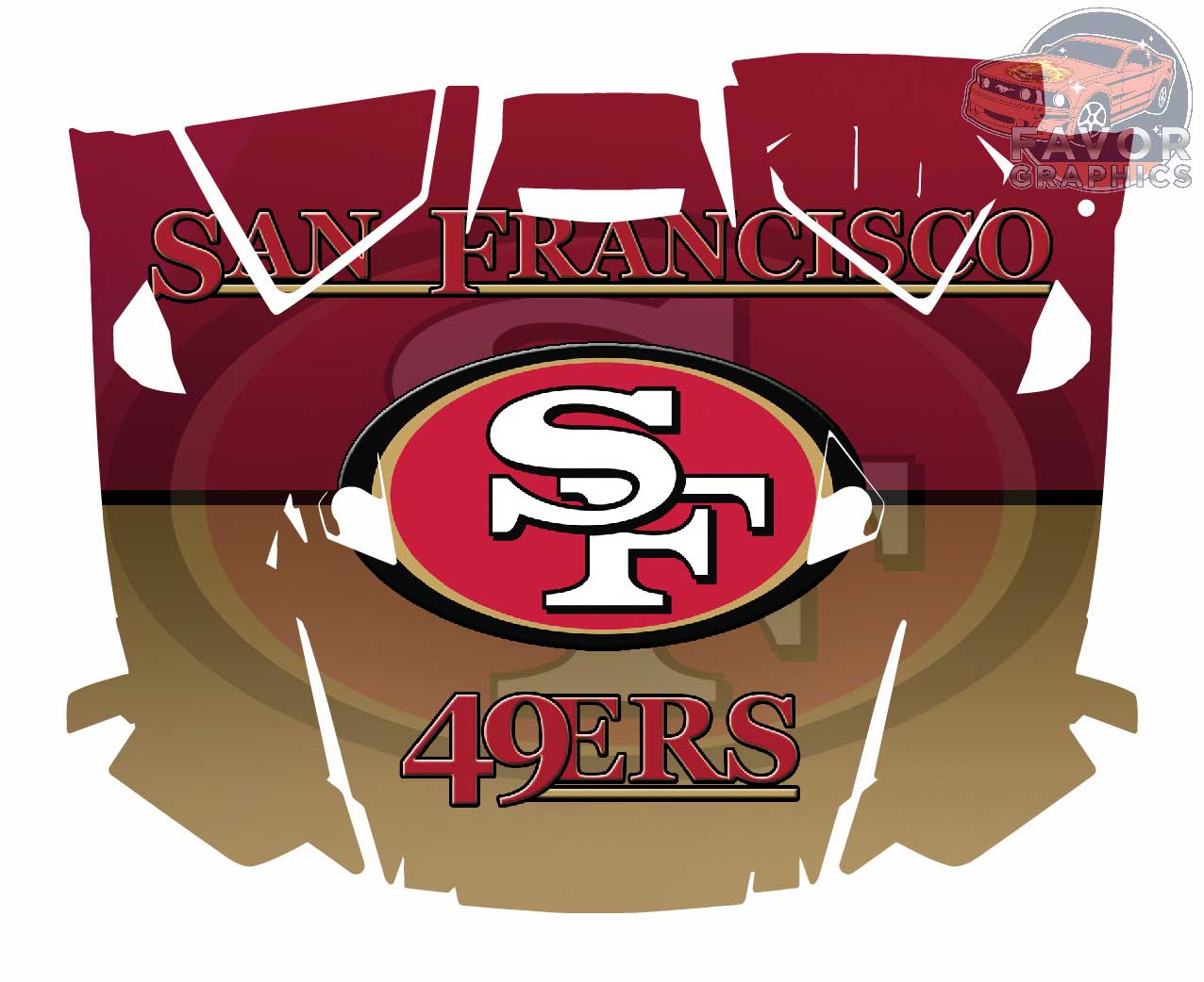 San Francisco 49ers Hood Vinyl Wrap for Polaris RZR XP 1000 2 or 4 doors