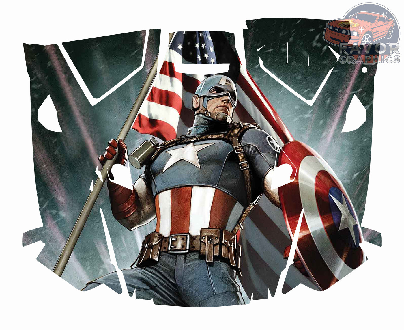 Captain America Hood Vinyl Wrap for 2019 - 2023 Polaris RZR XP 1000 2 or 4 doors