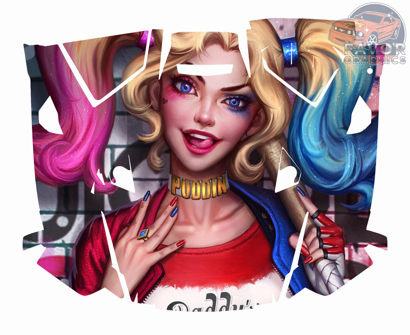 Harley Quinn Hood Vinyl Wrap for 2019 - 2023 Polaris RZR XP 1000 2 or 4 doors