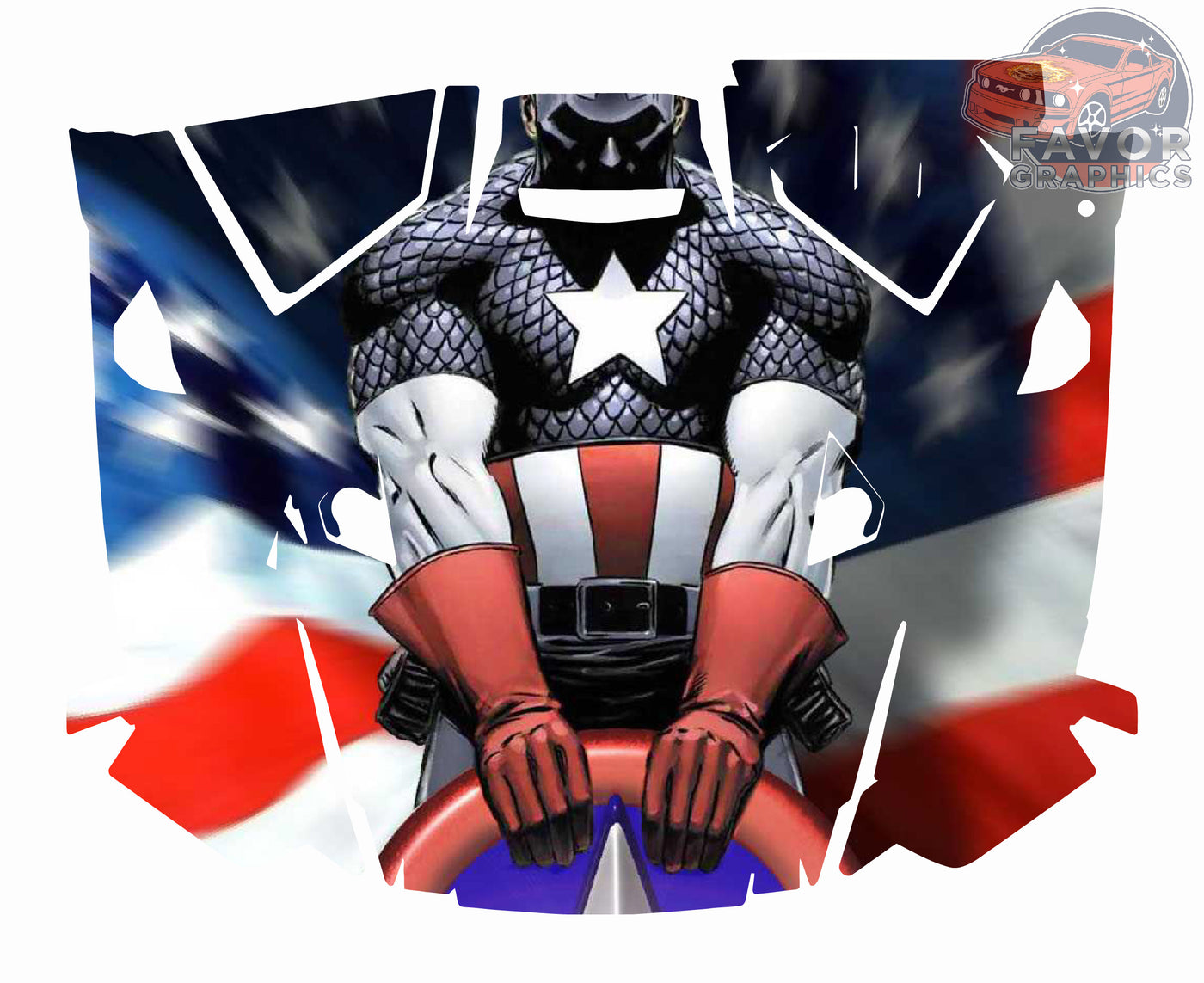 Captain America Hood Vinyl Wrap for 2019 - 2023 Polaris RZR XP 1000 2 or 4 doors