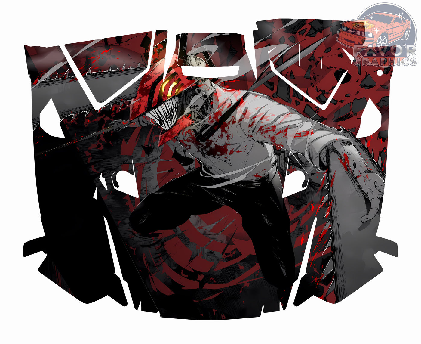 Denji Chainsaw Man Hood Vinyl Wrap for Polaris RZR XP 1000 2 or 4 doors