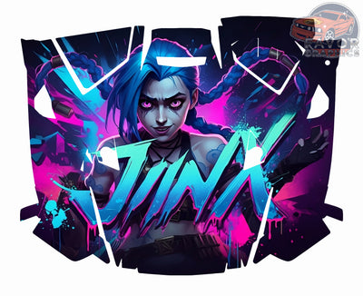 Jinx (League Of Legends) Hood Vinyl Wrap for Polaris RZR XP 1000 2 or 4 doors