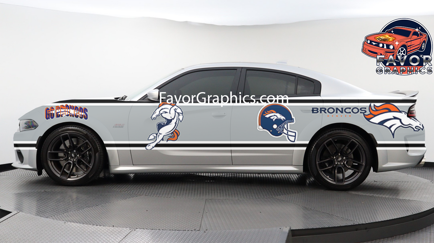 Denver Broncos Car Side Stripe Wrap Kit of 2 Vinyl Decal Sticker