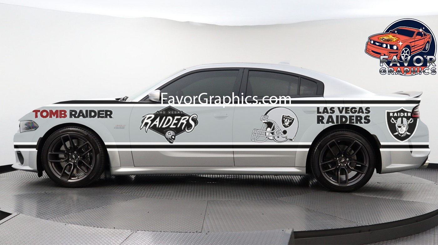 Las Vegas Raiders Car Side Stripe Wrap Kit of 2 Vinyl Decal Sticker