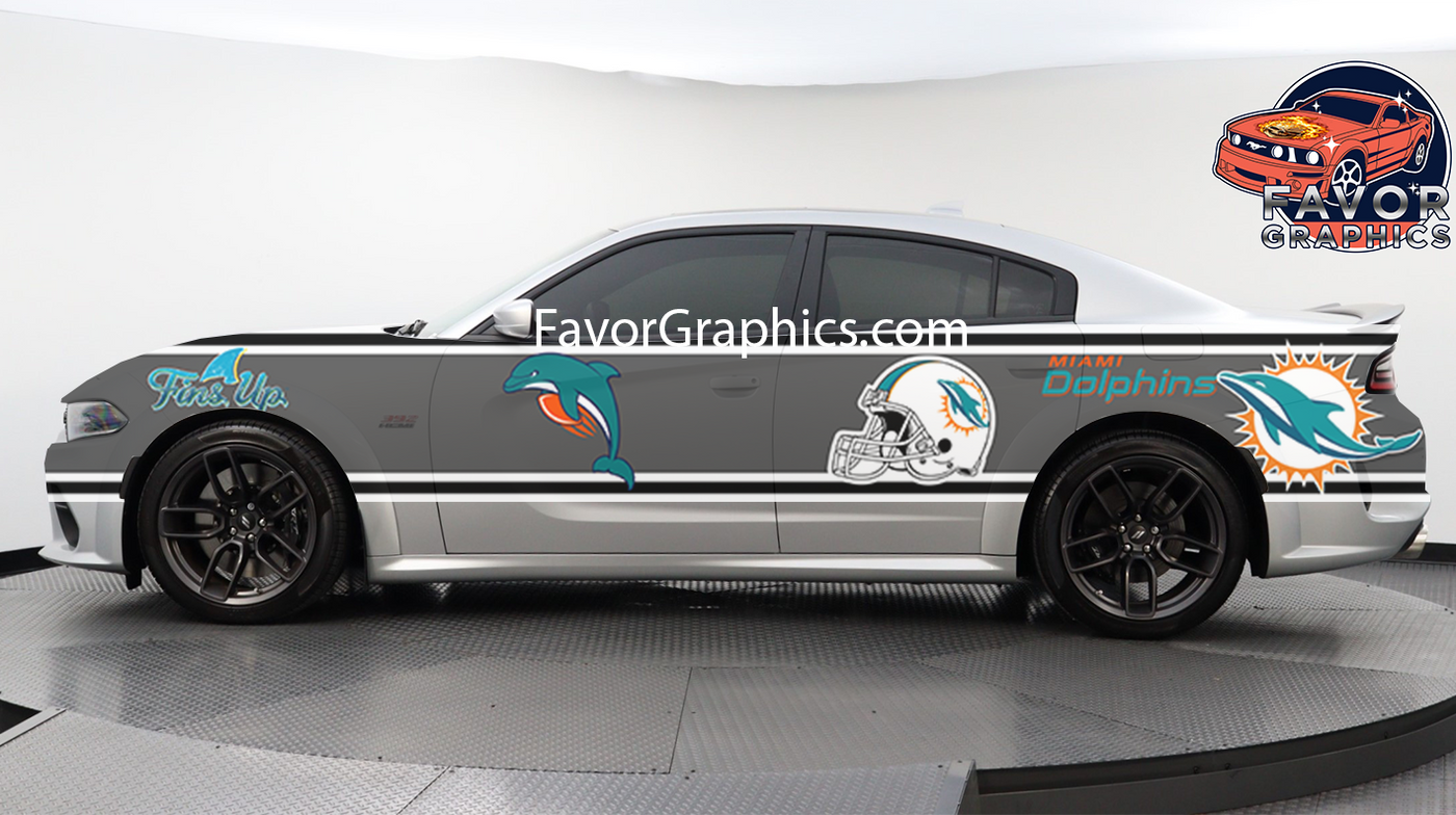 Miami Dolphins Car Side Stripe Wrap Kit of 2 Vinyl Decal Sticker