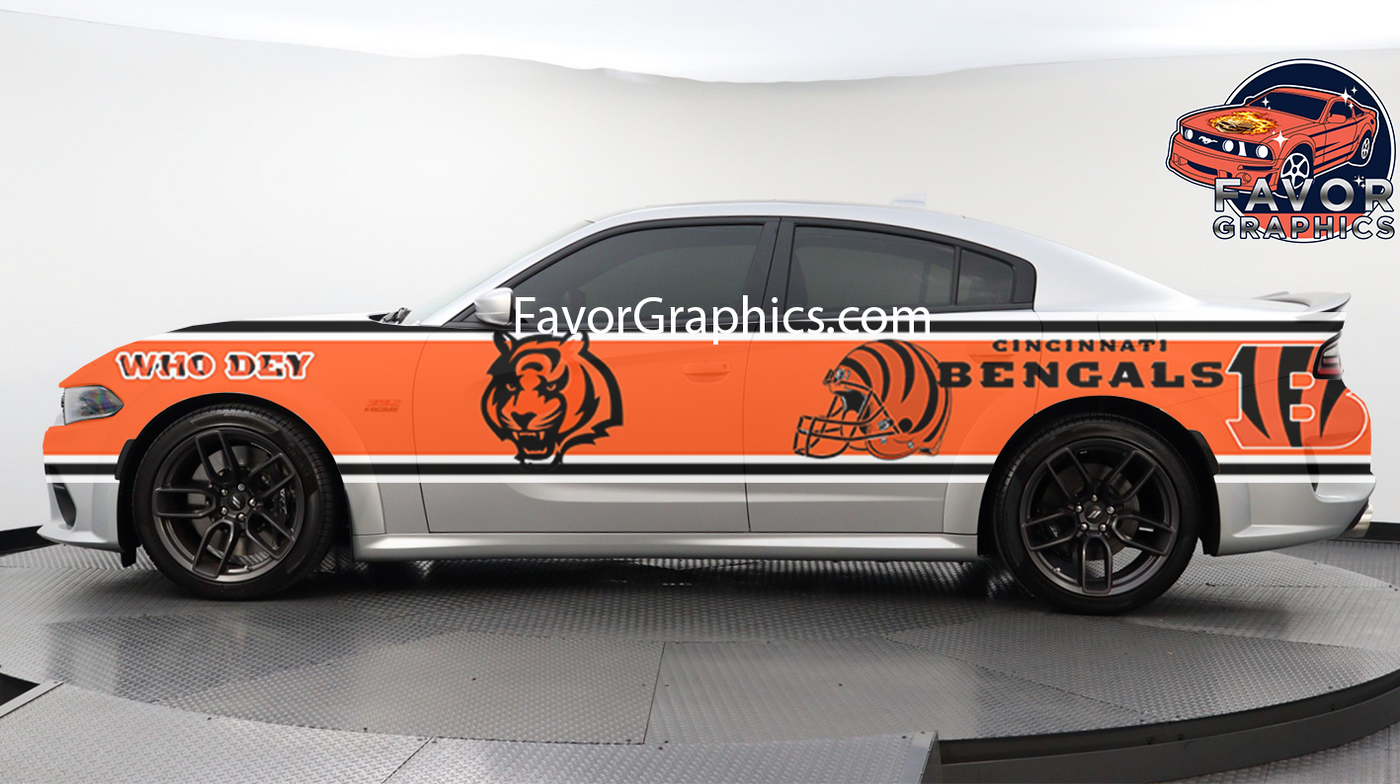 Cincinnati Bengals Car Side Stripe Wrap Kit of 2 Vinyl Decal Sticker