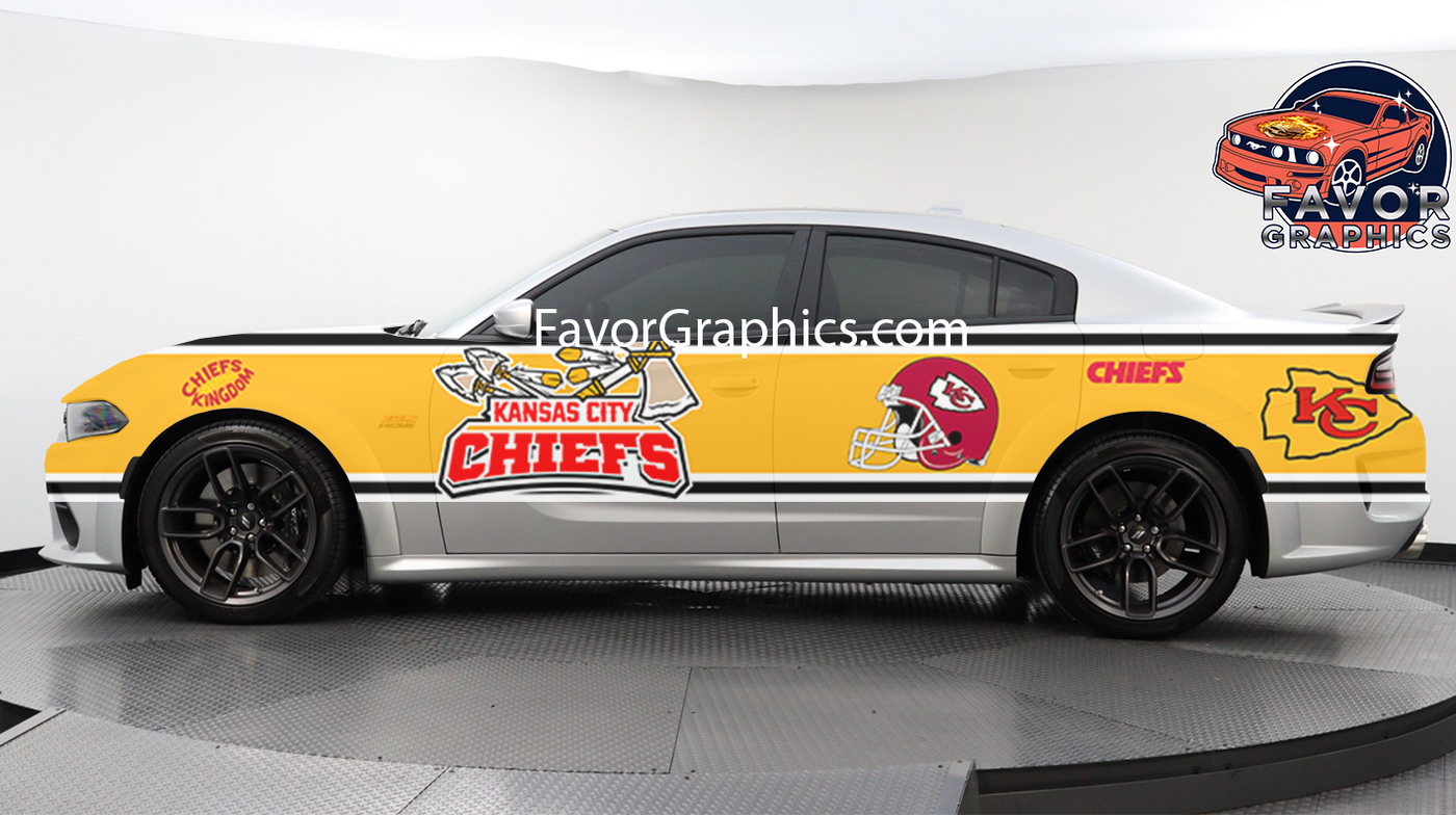 Kansas City Chiefs Car Side Stripe Wrap Kit of 2 Vinyl Decal Sticker