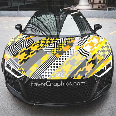 Seamless Geometric Pattern Itasha Car Vinyl Hood Wrap Decal Sticker