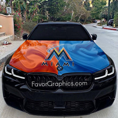 Miami Marlins Itasha Car Vinyl Hood Wrap Decal Sticker