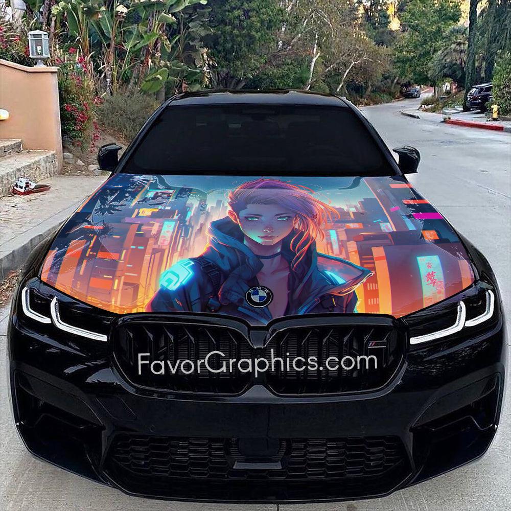 Cyberpunk Girl Itasha Car Vinyl Hood Wrap Decal Sticker