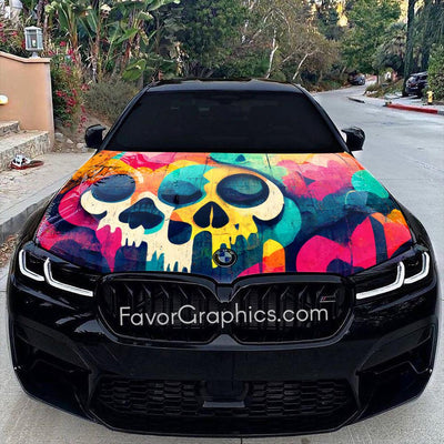 Skull Graffiti Itasha Car Vinyl Hood Wrap Decal Sticker
