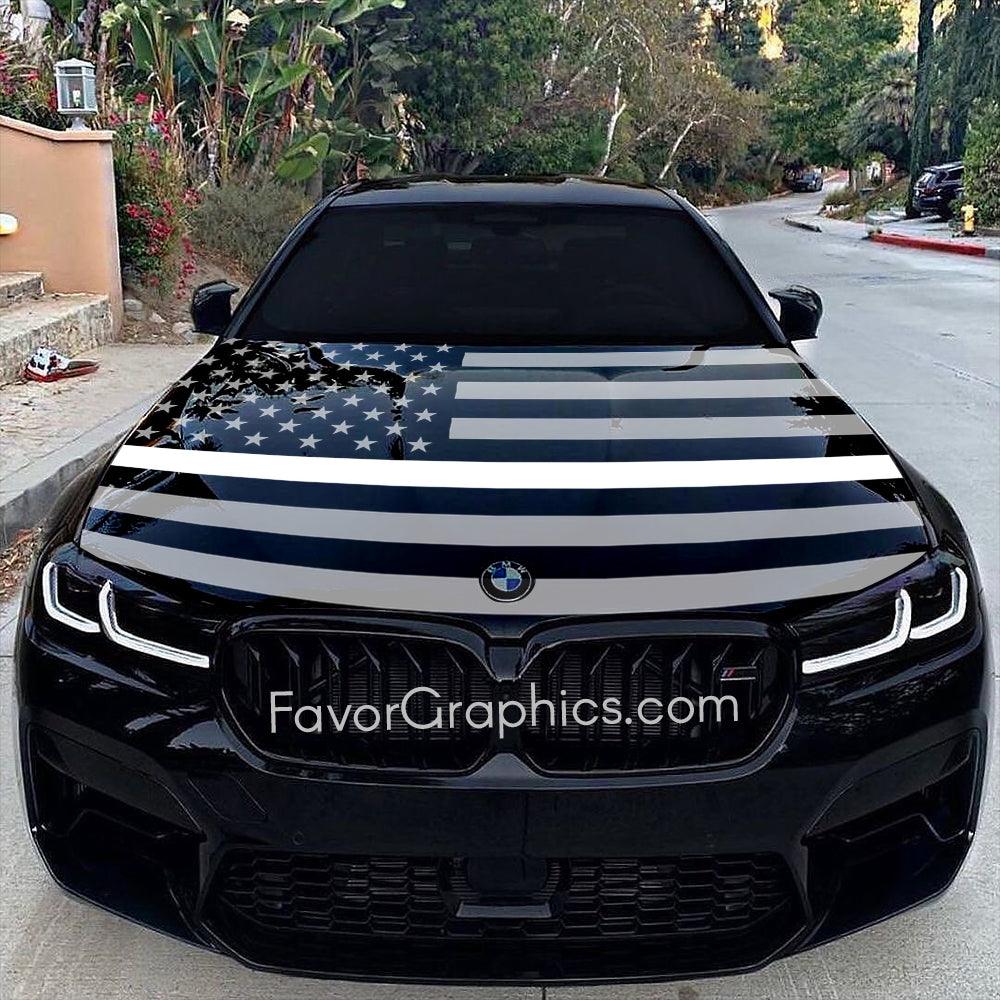 EMS Thin White Line Itasha Car Vinyl Hood Wrap Decal Sticker