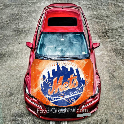 New York Mets Itasha Car Vinyl Hood Wrap Decal Sticker