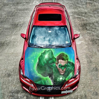 Green Lantern Itasha Car Vinyl Hood Wrap Decal Sticker